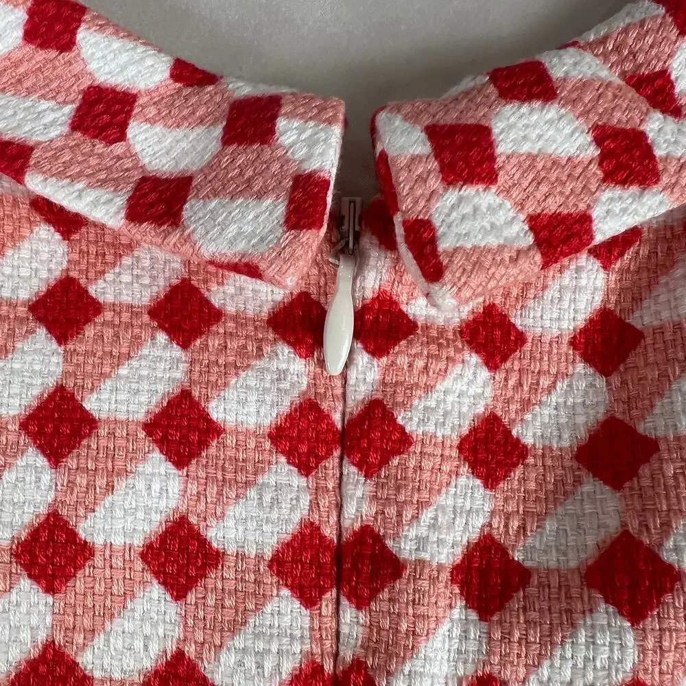 Boden Women's Red White Geometric Print Sleeveless Shift Dress Classic Size 8L